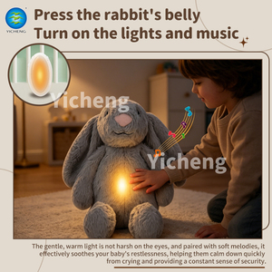 Peluche Lapin Gris Lumineux et Musical, Jouet Apaisant <span class=keywords><strong>pour</strong></span> Bébé avec Berceuse, Volume Réglable et Mode Veilleuse <span class=keywords><strong>pour</strong></span> Tout-<span class=keywords><strong>petit</strong></span> - Product Image 3