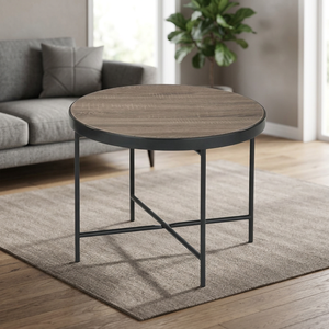 Elegante Mesa de Centro Moderna de Metal y Madera Ligera en Color Negro Grafito, Modelo SCE TB-402W, Muebles para Sala de Estar - Product Image 3