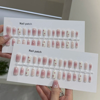 Ongles à presser de haute qualité, effet gel instantané de salon, forte adhérence, réutilisables, 30 pièces, courts, forme amande, French manucure, tenue 14 jours YO-143