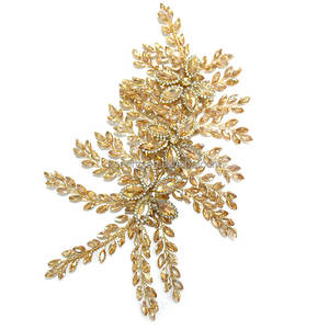 WHD-067 renkli el yapımı 3d tel Flora nedime elbisesi akşam kristal korse elbise yama panelleri Rhinestone çiçek aplike - Product Image 3