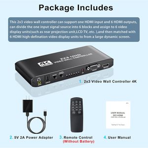 Syong 4K 2x3 UHD <span class=keywords><strong>HDMI</strong></span> Video tường điều khiển với âm thanh ra và <span class=keywords><strong>RS232</strong></span>, 180 ° xoay cho 2x2 , 14 Chế Độ nối 2x2 2x3 3x2 1x6 - Product Image 6