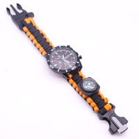 Bracelet en paracorde EDC, kit de survie multifonctionnel, montre en paracorde, sifflet, corde de sauvetage d'urgence pour l'extérieur, bracelet avec couteau, camping