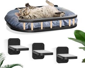 ที่นอนแมวแบบโมเดิร์นสไตล์ยุโรป Zzm พร้อมที่ลับเล็บ ที่นอนแบบแขวน และชั้นวางติดผนัง 3 ชั้น ทำจากไม้ - Product Image 5