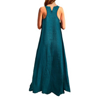 Robe Cottagecore pour femme avec logo personnalisé, taille plus, en coton et lin de qualité supérieure, sans manches, avec poches, robe maxi décontractée pour la maison, pour femme