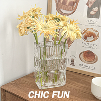 Vase en verre cristal simple style Ins, vente en gros, pour arrangement floral hydroponique de salon, décoration au design raffiné