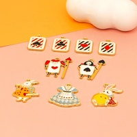 Breloque en alliage Cartoon Anime Poker Rabbit Charms Cute Earring DIY Keychain Bracelet Pendant Jewelry Accessories for Making