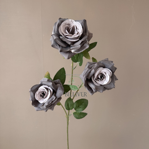 Fabbrica all'ingrosso all'ingrosso <span class=keywords><strong>di</strong></span> alta qualità <span class=keywords><strong>raso</strong></span> artificiale tre Rose capolini rosso blu decorativi <span class=keywords><strong>di</strong></span> seta <span class=keywords><strong>fiori</strong></span> <span class=keywords><strong>di</strong></span> rosa - Product Image 5