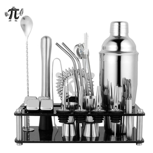 Ensemble de shaker à cocktails <span class=keywords><strong>Boston</strong></span> de 23 pièces, nouvelle arrivée 2025, en acier inoxydable, kit de barman avec support en acrylique et 4 glaçons - Product Image 6