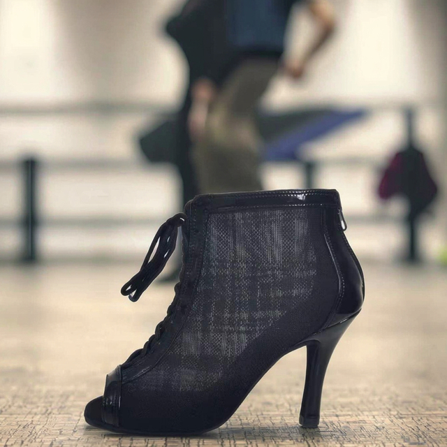 New Collection Fashion Mesh American Latin Dance Boot High Heel Tango Salsa Shoes Heel Jazz Dance Shoes