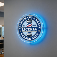 Enseigne lumineuse LED personnalisée avec logo 3D rétroéclairé en acrylique miroir doré, enseigne LED pour salon de beauté, logo mural