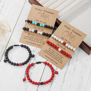 Pinky Promise <b>Couple</b> <b>Bracelets</b> Natural Stone Beaded Handmade Jewelry Gift for Him Her Unisex Valentine's Day Present - Product Image 1