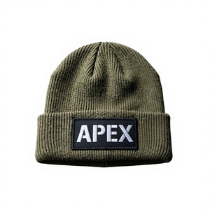 Bonnet en tricot vert olive pour homme, bonnet d'hiver à revers, unisexe, streetwear, bonnet ajusté, logo personnalisé, vente en gros, accessoire de mode - Product Image 1