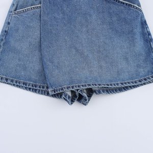 Nouvelle fille chaude rétro Denim Simple mi-taille Culottes <span class=keywords><strong>jupe</strong></span> courte bleu clair Denim Jeans jupes - Product Image 6
