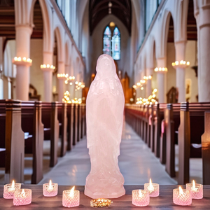 งานฝีมือจากหินควอตซ์บริสุทธิ์ทำจากคริสตัลสีชมพูขนาด20ซม. สำหรับตกแต่งงานแกะสลักพิเศษจากธรรมชาติ - Product Image 1