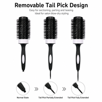 Brosse ronde en céramique avec corps ventilé et poils en nylon résistants à la chaleur pour un séchage professionnel, un volume et une coiffure lisse