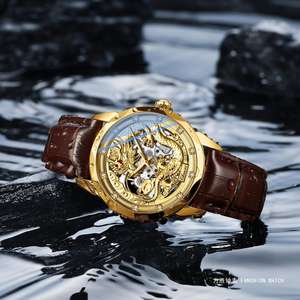 Reloj mecánico con dragón en relieve para hombre, luminoso, resistente al agua, con diamantes incrustados, totalmente automático. - Product Image 3