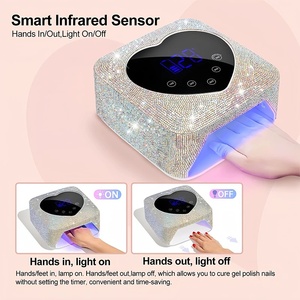 72W Rechargeable Cordless Manicure Pedicure Machine UV LED Nail Lamp with Heart Shaped Rhinestone Wireless Nail <b>Tools</b> - Product Image 3