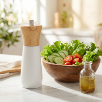Moulin à poivre et à sel manuel en bois massif, en acier inoxydable, compatible micro-ondes, noir et blanc, pour cuisine et table, vente en gros