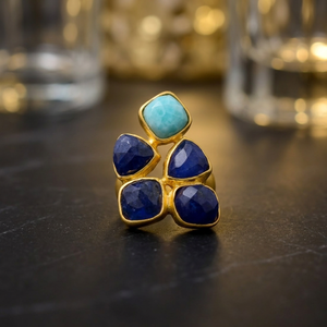 Gemstones Brand Gold Plated Rhodium Plated Stainless Steel Ring Stunning Combination Colours Gemstone Classic Design Trendy - Product Image 5