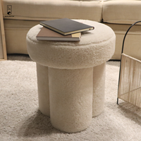 Usine en gros personnaliser moelleux plaine maquillage tabouret maison chambre confortable mobilier rond pouf