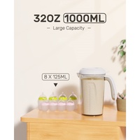Mélangeur de lait infantile électrique portable sans fil avec une capacité de 1000 ml pour les bébés de 0 à 12 mois, fonctionnement facile, agitateur de poudre de lait