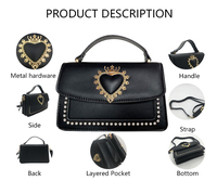 3067-1 Sac à Main Femme en Cuir PU, Sac Bandoulière Designer en Forme de Cœur, Sac à Bandoulière pour Fille, Sacs à Cristaux, Bolsos De Mujer