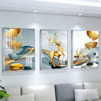 Décoration d'intérieur, peinture murale en porcelaine cristalline abstraite de luxe, ensemble de 3 pièces, peinture murale pour salon, chambre à coucher