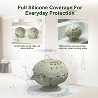 Support de tablette de douche en silicone souple avec ventouse et boucle de suspension supérieure pour installation murale plate ou suspendue