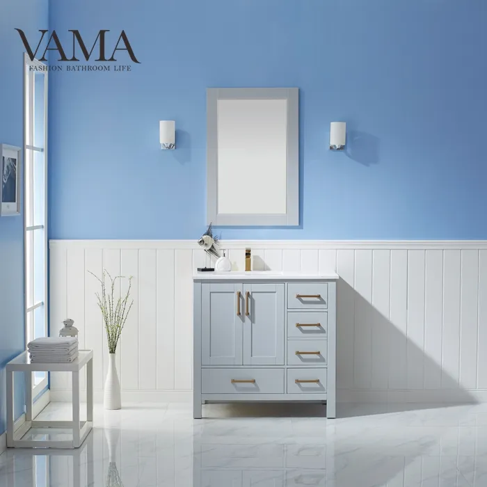 VAMA 36 inch antique gỗ màu xám rửa lưu vực phòng tắm vanity cho bán trong phật sơn 785036