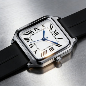 Montre à quartz à chiffres arabes, en acier inoxydable, alliage, rectangulaire, étanche, 30 mm, aiguilles, mode, sport, montre pour homme, montre de business - Product Image 4