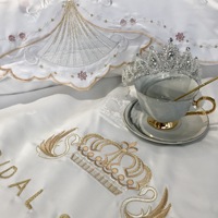Parure de Housse de Couette en Jacquard 100% Coton Style Américain avec Dentelle, 400TC, Motif Uni, Literie de Luxe pour Mariage de Princesse