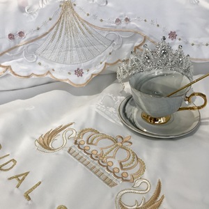Parure de Housse de <span class=keywords><strong>Couette</strong></span> en Jacquard 100% Coton Style Américain avec Dentelle, 400TC, Motif Uni, Literie de Luxe pour Mariage de Princesse - Product Image 3