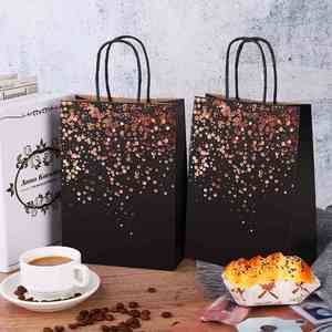 Wholesale Custom Size Party Favor Shopping Gift Kraft <b>Paper</b> Bags Black Hot Stamping Printing Birthday Gift <b>Paper</b> Bag - Product Image 6