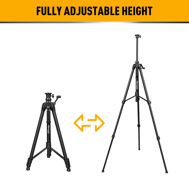 GSFixtop 1.6m Adjustable Height Thicken Aluminium Alloy Retractable Tripod Stand for Laser Level with Handle Bubble