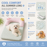 Tapis rafraîchissant et lit-coussin pour animaux de compagnie (chiens et chats) – Coussin rafraîchissant d'été en tissu doux imprimé, amovible et lavable, carré
