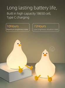 Rechargeable Cute Duck LED Night Light Soft Silicone Patting <b>Touch</b> <b>Lamp</b> with Timer for Kids Bedroom Nursery Baby Birthday Gift - Product Image 1