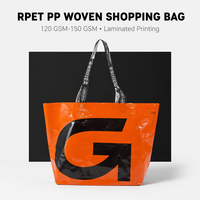 Sac de courses écologique en RPET et PP tissé, 120-140 GSM, avec poignée laminée, personnalisable, vente en gros