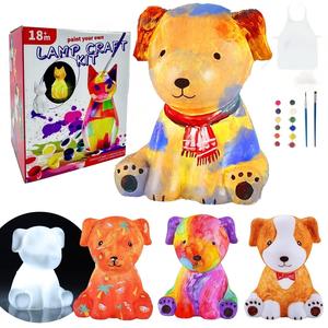 XR Meilleures ventes : Veilleuse chat et chien en blanc brut à peindre soi-même, jouets à presser transfrontaliers avec décor graffiti chat et chien - Product Image 1