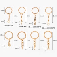 Anneau porte-clés plaqué or avec chaîne, fermoir mousqueton, broche à vis, accessoires de quincaillerie pour la fabrication de bijoux et porte-clés DIY