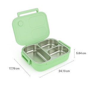 Boîte à lunch amovible anti-fuite à 2 compartiments de qualité alimentaire avec plateau intérieur en acier inoxydable amovible, compatible micro-ondes - Product Image 2
