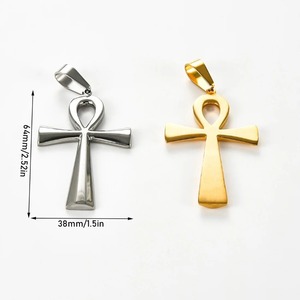 Collar con Colgante de Cruz Cristiana <span class=keywords><strong>Grande</strong></span> de Acero Inoxidable, Símbolo Egipcio, Unisex, Clásico, Simple, para Hacer Joyas, Regalos - Product Image 6