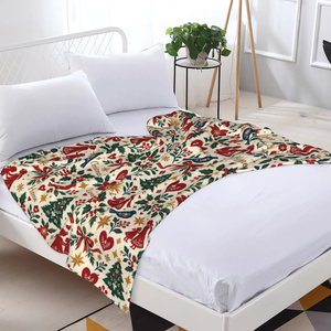 Couverture de lit d'hiver en tissu polyester imprimé personnalisé OEM avec motif de chaussette de Noël - Product Image 3