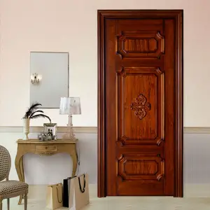 カスタムヨーロッパとアメリカのレトロな彫刻スタイルシングルドア寝室インテリア高級無垢材ドアデザイン