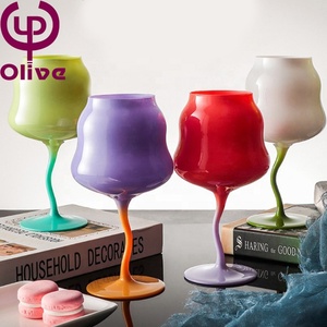 Tige de mariage Coupe de vin de Champagne Fête Margarita <span class=keywords><strong>Martini</strong></span> Verre à cocktail Bar Gradient Macaron Verre à vin en cristal de couleur - Product Image 2