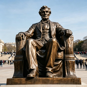 Statua in bronzo a grandezza naturale di Abraham Lincoln, personalizzata in fabbrica, scultura del Presidente degli Stati Uniti seduto per piazze pubbliche e decorazioni commemorative - Product Image 3