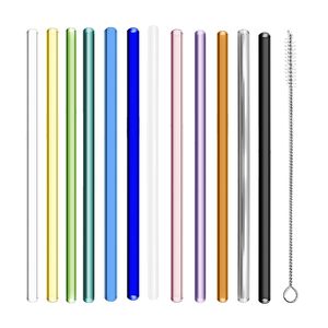 Pailles réutilisables en verre borosilicate de haute qualité dans un sac à bulles en PE, pailles en verre de 8 mm, pailles à boire en verre - Product Image 1