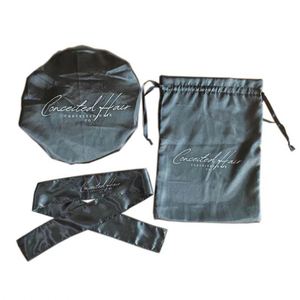 Bonnets réversibles personnalisés 100% en satin double couche et foulards en satin avec logo pour la protection des cheveux, cadeau promotionnel - Product Image 1