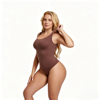 Body sculptant sans couture pour femme, col carré, effet string, contrôle du ventre, débardeur gainant, serre-taille, dos nu