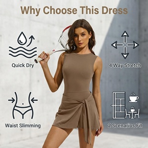 Vestido Deportivo <span class=keywords><strong>Chic</strong></span> con Cintura Ajustable 2 en 1, Mono Deportivo para Gimnasio, Golf y Salidas Casuales, Tenis, Elástico en Cuatro Direcciones, Absorbe el Sudor - Product Image 4