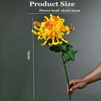 Fleur artificielle en latex de haute qualité, grande chrysanthème blanche et orange à tige unique, fleurs au toucher réel pour la décoration de la maison et des mariages